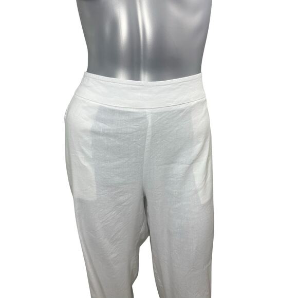 Chico’s Wide Leg Pants White Linen 2R 12 Career Quiet Luxury Bridal Office - Picture 5 of 12